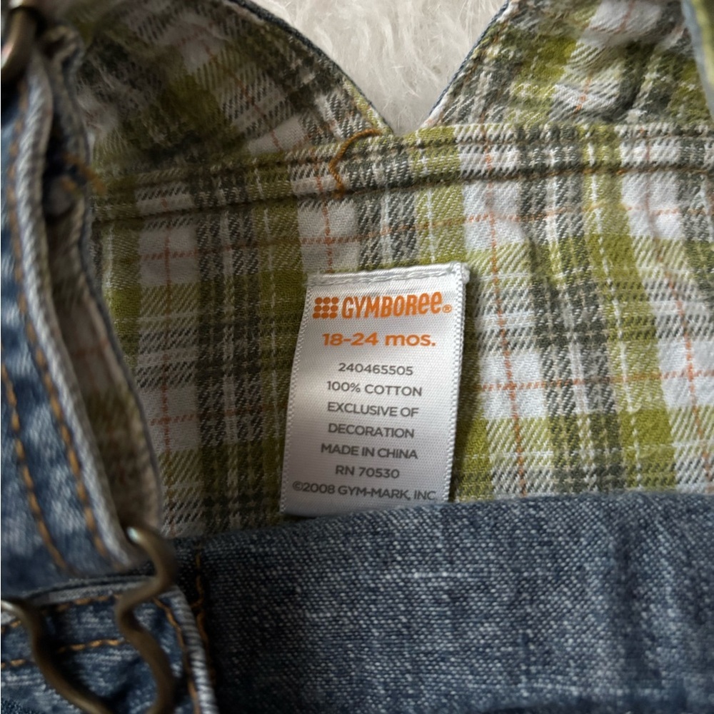 2008 Gymboree Blue Denim Overalls with Puppy Patch - Picture 4 of 4